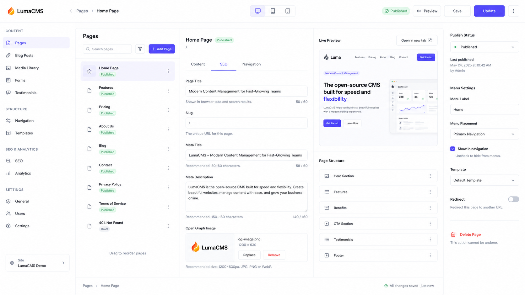 LumaCMS — Modern AI-Native Content Management System